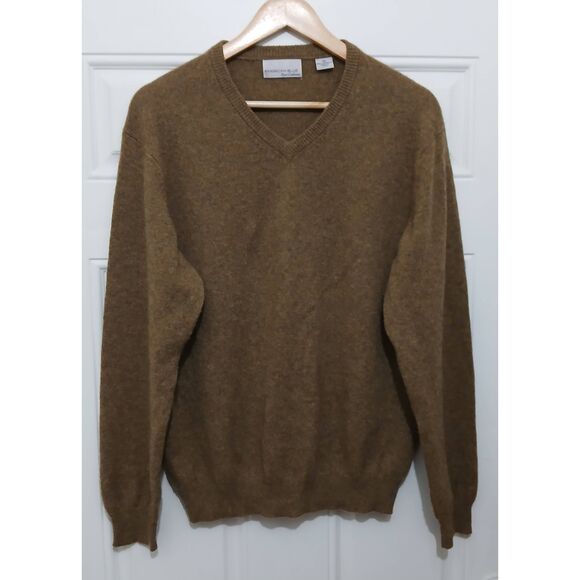 American blue mens medium 100% pure cashmere tan rust sweater super soft - Picture 1 of 6